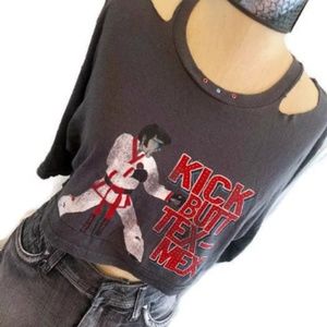 Custom Cut Kick Butt Tex Mex Karate Elvis Crop Top